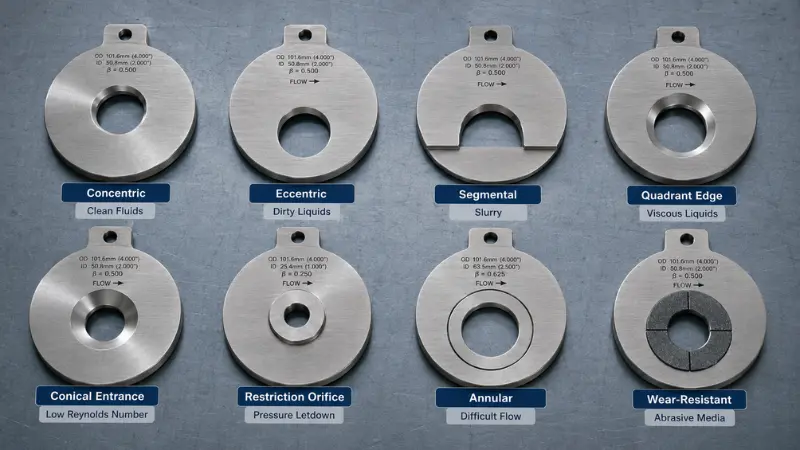 Comparison of eight orifice plate flow meter types and their typical applications. Comparison of eight orifice plate flow meter types and their typical applications.